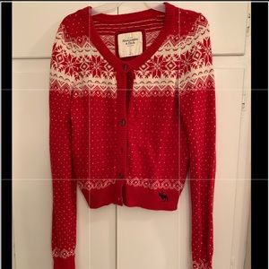Abercrombie red Christmas cardigan